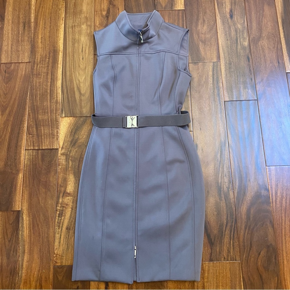 Tommy Hilfiger Taupe Zip-Up Midi Dress